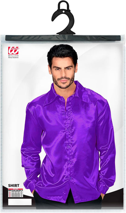 Satin Purple 70S Disco Shirt - (Size: Xl)