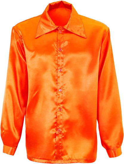 Widmann Satin ORANGE 70s DISCO SHIRT - (XL)