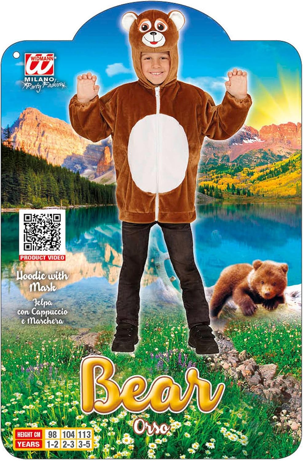 Widmann 11008284 Children's Plush Bear Costume, Cartoon, Brown, 104 (EU)