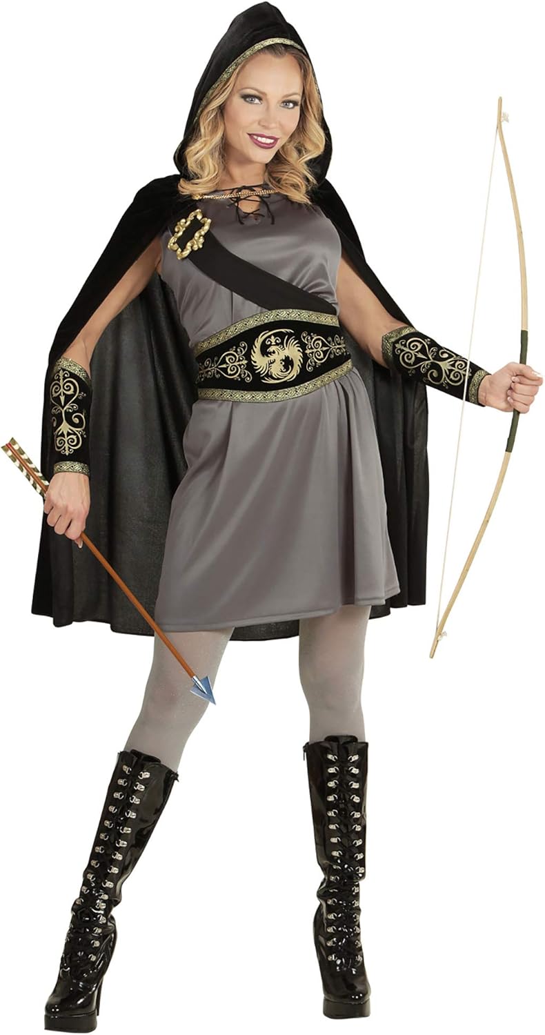 "ARCHER" (dress, belt, sash with buckle, arm bands, hooded cape) - (XL)