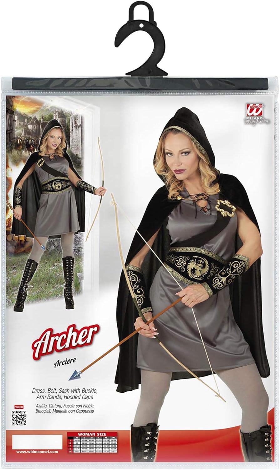 "ARCHER" (dress, belt, sash with buckle, arm bands, hooded cape) - (XL)