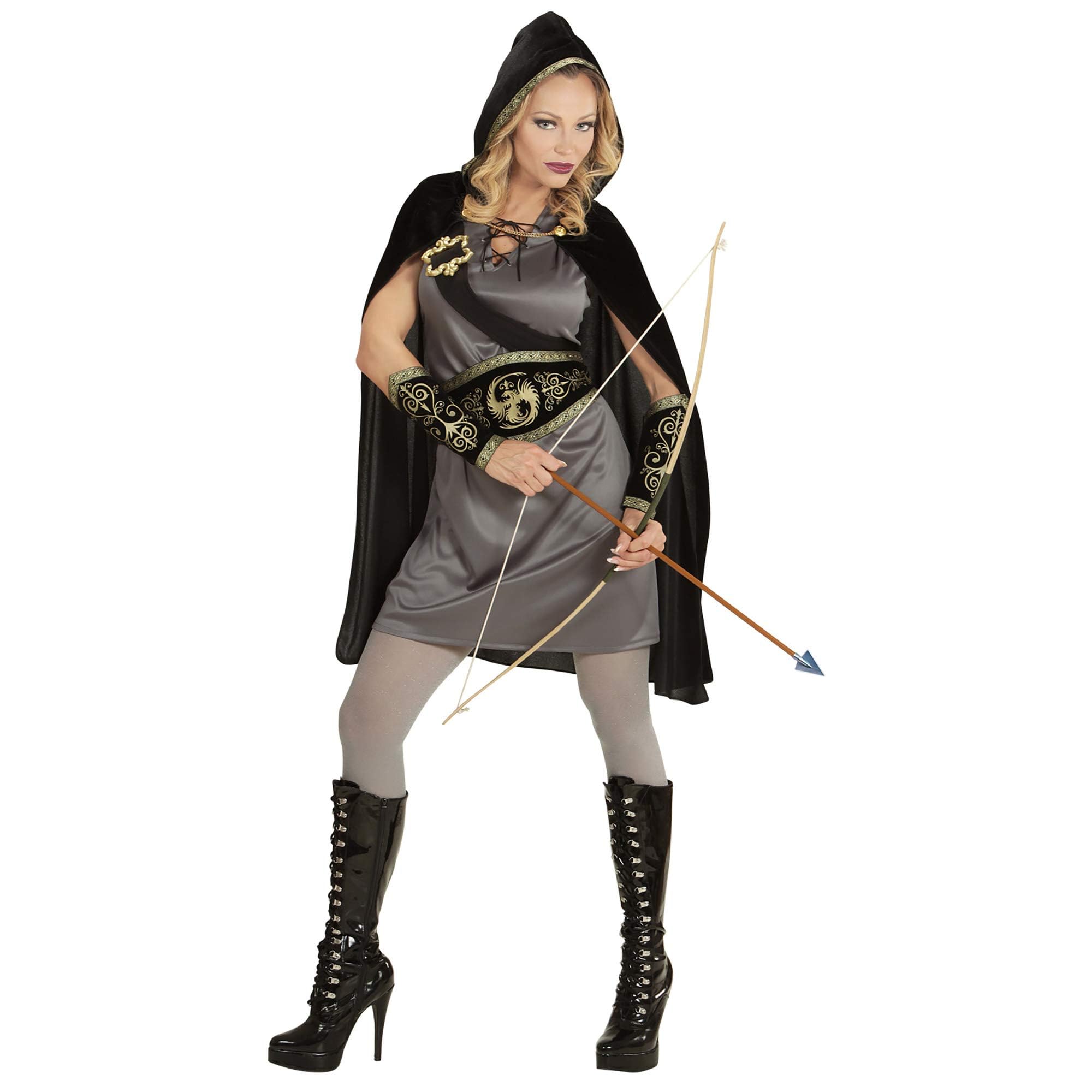 "ARCHER" (dress, belt, sash with buckle, arm bands, hooded cape) - (XL)