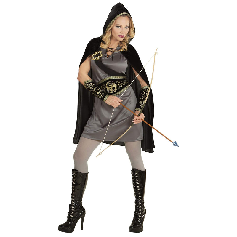 "ARCHER" (dress, belt, sash with buckle, arm bands, hooded cape) - (XL)