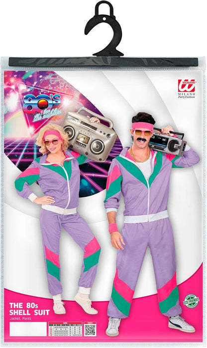 WIDMANN Unisex Men’s/Women’s 80s Track Suit. Purple, Pink and Green. Retro Party, Halloween and Carnival XL