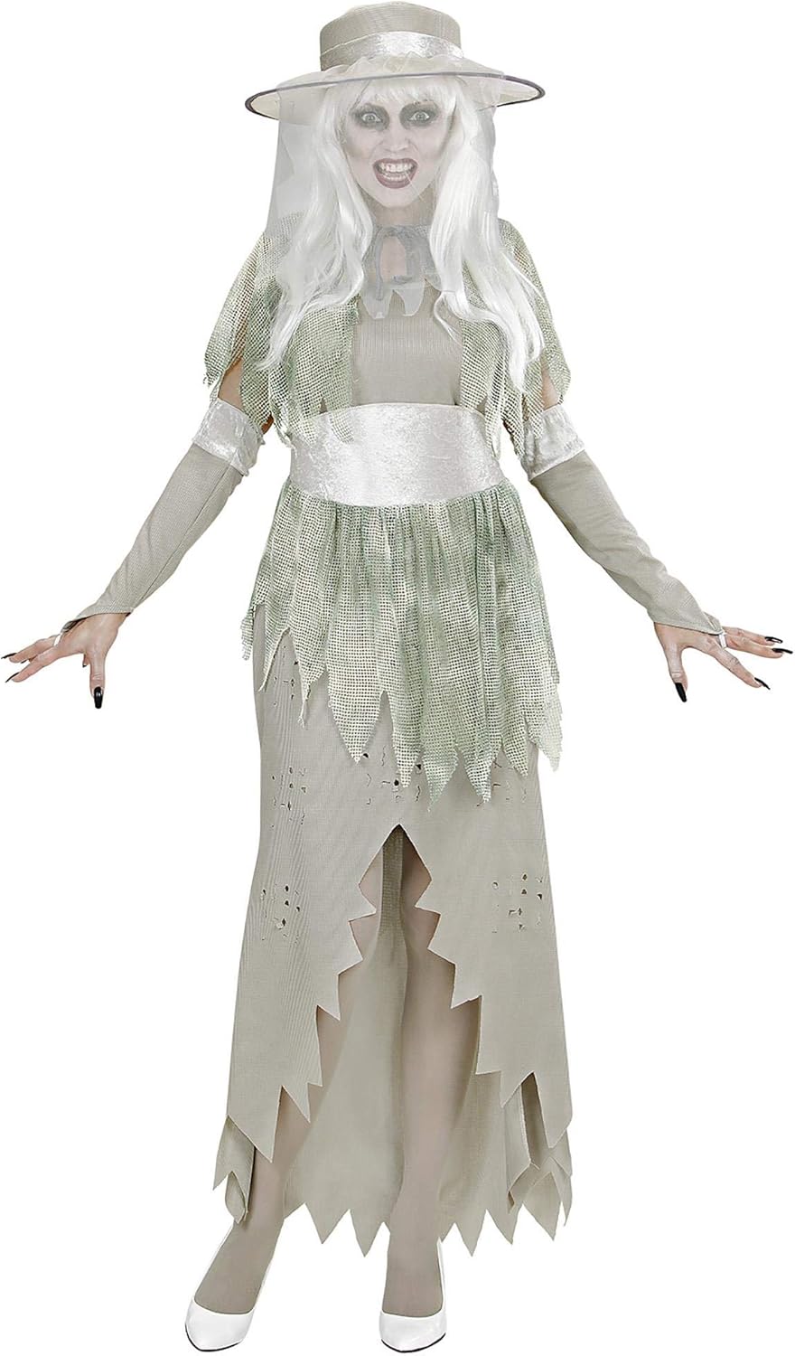 "GHOSTLY LADY" (dress, hat, capelet, belt, gloves) - (M)