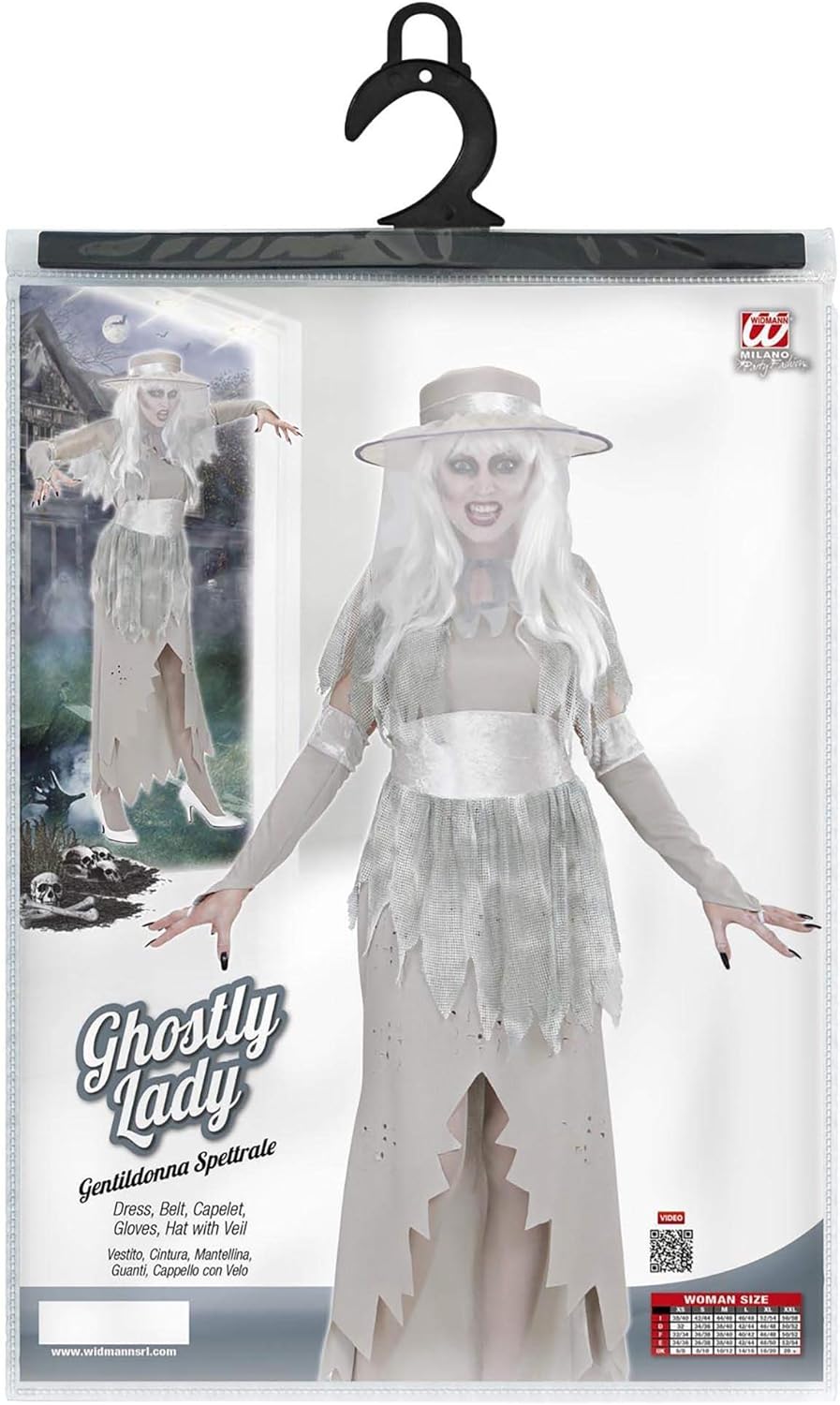 "GHOSTLY LADY" (dress, hat, capelet, belt, gloves) - (M)