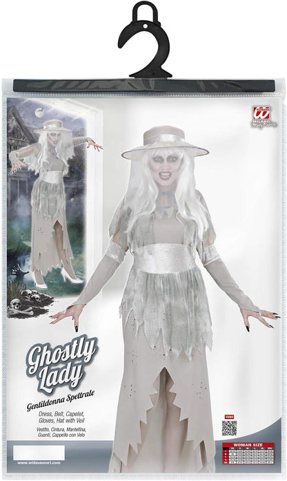 "GHOSTLY LADY" (dress, hat, capelet, belt, gloves) - (M)