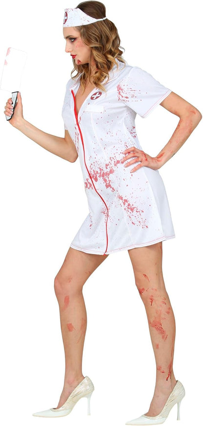 Widmann - Kostüm Zombie Krankenschwester, Kleid, Kopfbedeckung, Halloween, Karneval, Mottoparty
