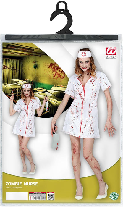Widmann - Kostüm Zombie Krankenschwester, Kleid, Kopfbedeckung, Halloween, Karneval, Mottoparty