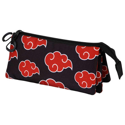 Naruto Clouds-Triple Pencil Case, Black, 23 x 11 cm