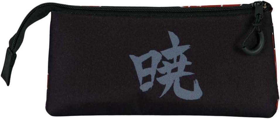 Naruto Clouds-Triple Pencil Case, Black, 23 x 11 cm