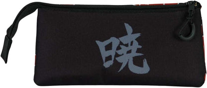 Naruto Clouds-Triple Pencil Case, Black, 23 x 11 cm