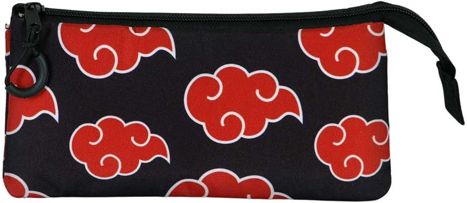 Naruto Clouds-Triple Pencil Case, Black, 23 x 11 cm