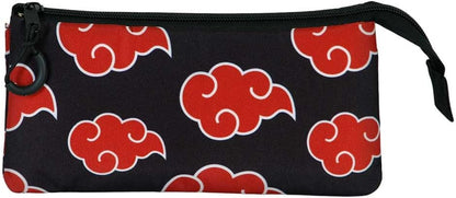 Naruto Clouds-Triple Pencil Case, Black, 23 x 11 cm