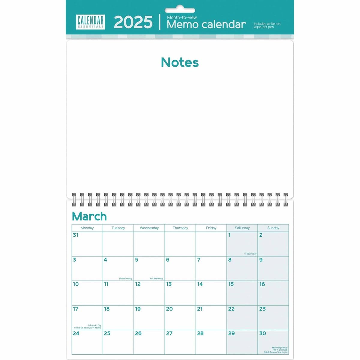 Essential Memo Calendar A3 Planner 2025
