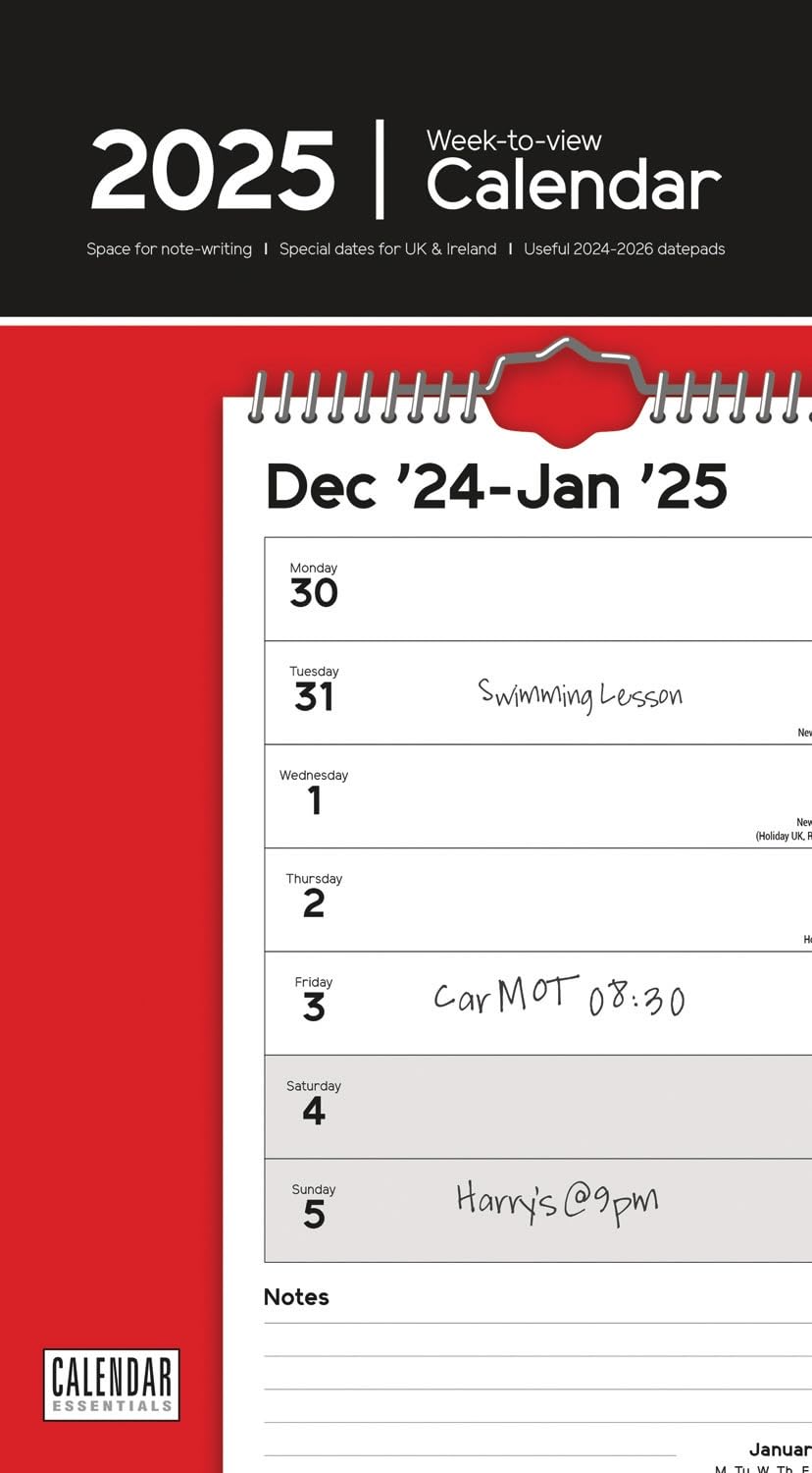 Essential (Week To View) Stubby Slim Calendar 2025