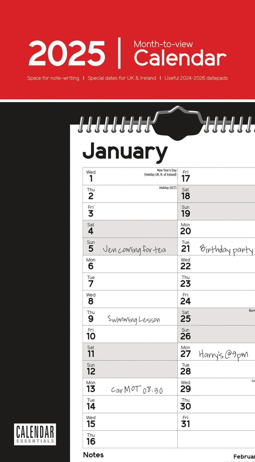 Essential (Month To View) Stubby Slim Calendar 2025