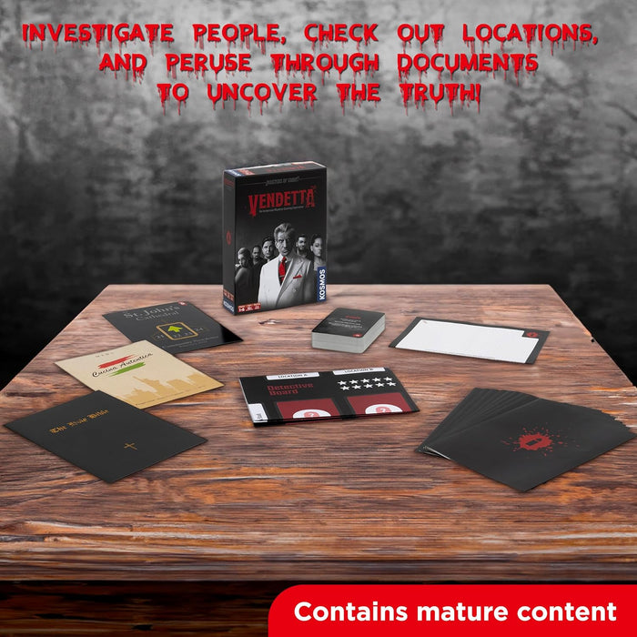 Thames & Kosmos Masters of Crime: Vendetta, Immersive Crime-Solving Card Game, Cooperative Card Games for Adults and Teens, Board Games for Game Night, For 1 to 6 Players, Age 16+
