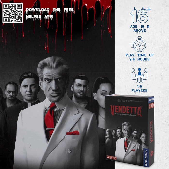Thames & Kosmos Masters of Crime: Vendetta, Immersive Crime-Solving Card Game, Cooperative Card Games for Adults and Teens, Board Games for Game Night, For 1 to 6 Players, Age 16+