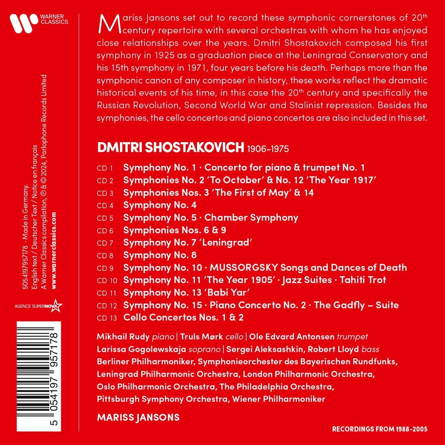 Shostakovich: The Complete Symphonies/Piano Concertos...