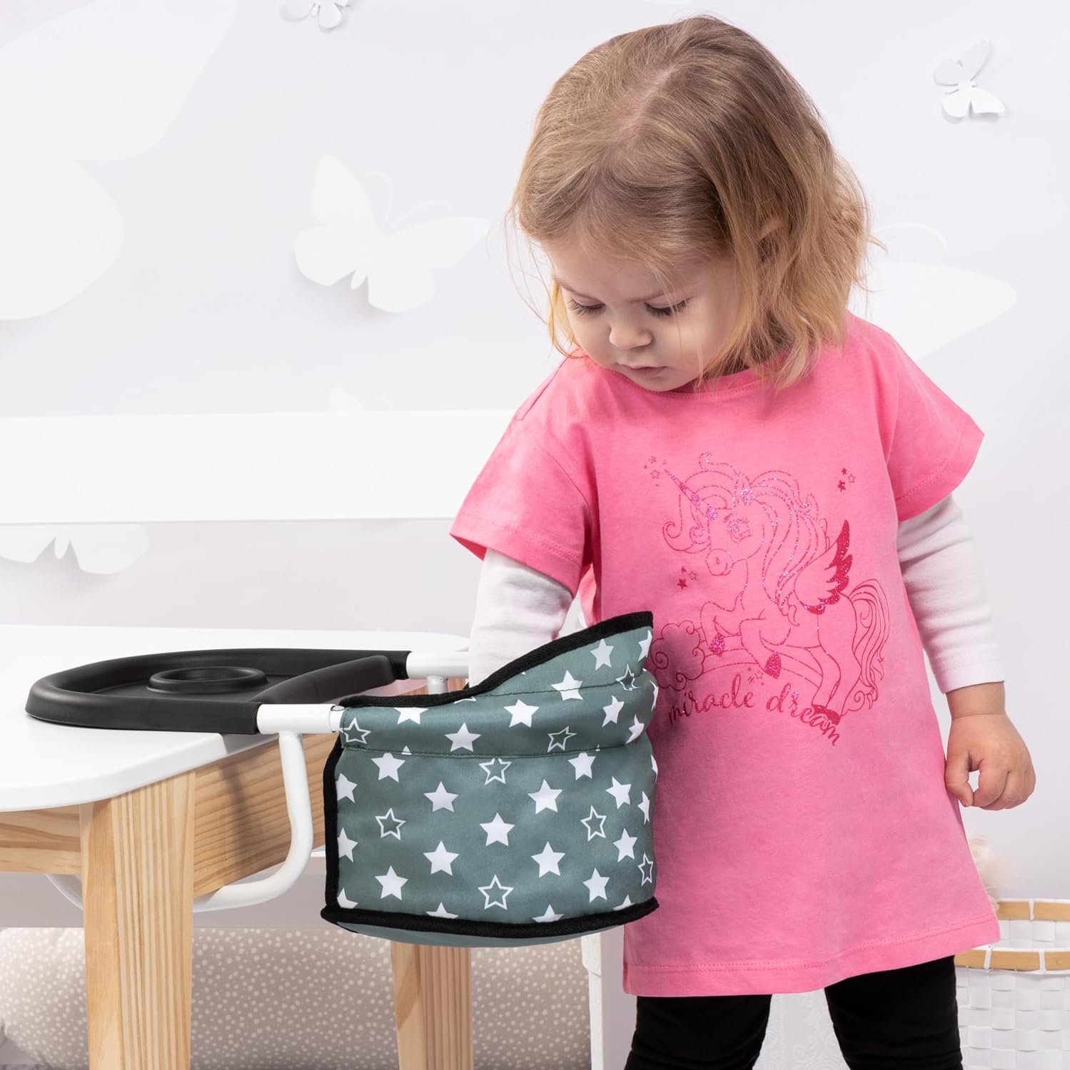 Bayer Design 65858AA Tischsitz für Puppen, Puppensitz, Zubehör für Babypuppen, Nordisches grün