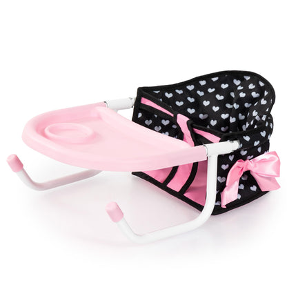 Bayer Design 65860AA Tafelstoel, kinderstoel voor poppen, accessoires, zwart met witte hartjes