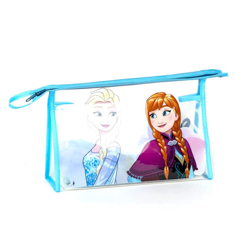 Disney Frozen Travel Toiletry Bag includes a Hairbrush, Microfiber Towel and Multi-Purpose Beaker for Kids