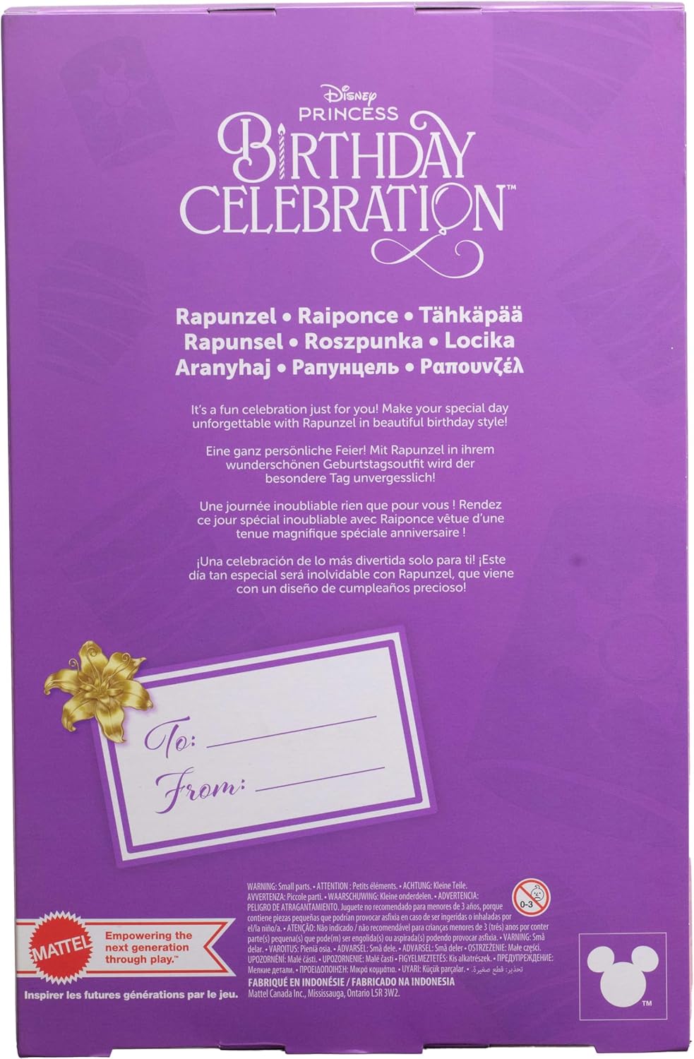 Mattel Disney Prinzessin Geburtstagsfeier Rapunzel Deluxe Modepuppe, inspiriert vom Disney-Film Rapunzel Neu verföhnt“, Geschenke für besondere Anlässe für Kinder und Sammler, HYC38
