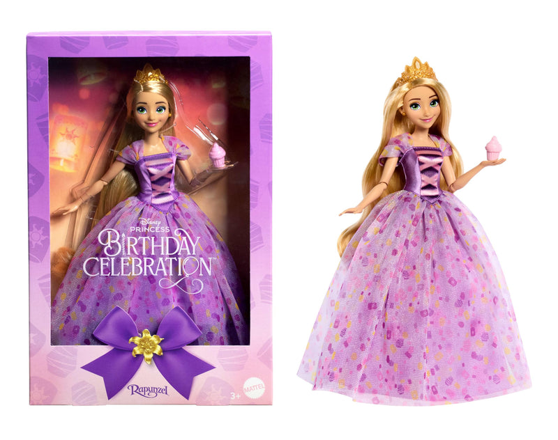 Mattel Disney Prinzessin Geburtstagsfeier Rapunzel Deluxe Modepuppe, inspiriert vom Disney-Film Rapunzel Neu verföhnt“, Geschenke für besondere Anlässe für Kinder und Sammler, HYC38
