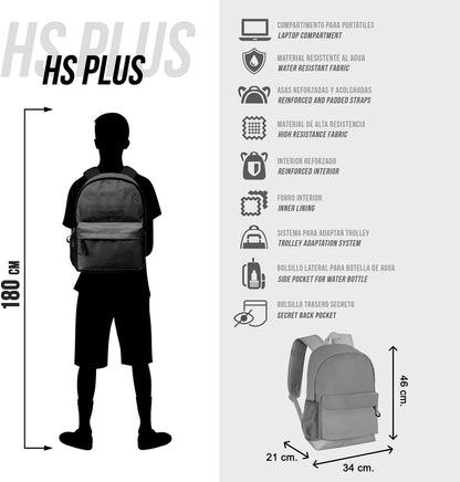 Naruto Kanji-Plus HS Backpack, Black, 30 x 44 cm, Capacity 23 L