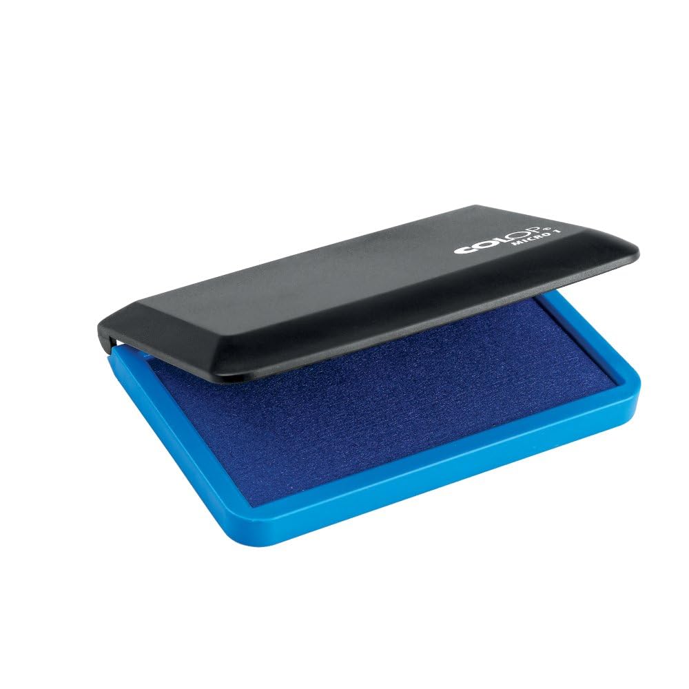 COLOP Micro 1 Blue Rubber Stamp Ink Pad. Measures 90x50mm. Best Ink Pad for Home, Office, and Crafting Use. Water-Based, Non-Toxic, Document-Proof and Vegan Friendly.