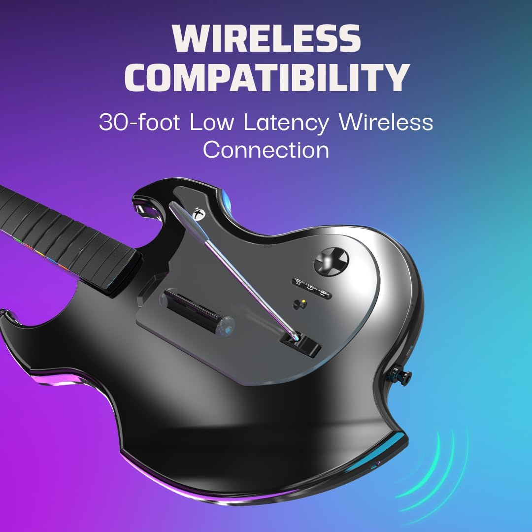PDP Gaming RIFFMASTER Wireless Guitar Controller for Xbox Series X|S, Xbox One, & Windows 10/11 PC, Black