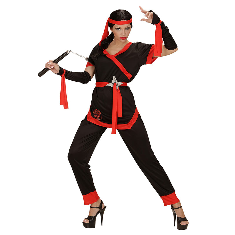 Widmann 05863 Adult Ninja Girl’s Costume – Jacket, Trousers, Belt, Arm Warmers and Headband