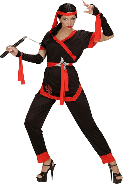 Widmann 05863 Adult Ninja Girl’s Costume – Jacket, Trousers, Belt, Arm Warmers and Headband
