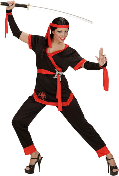 Widmann 05869 Ninja Girl Costume, Black, Red, XS