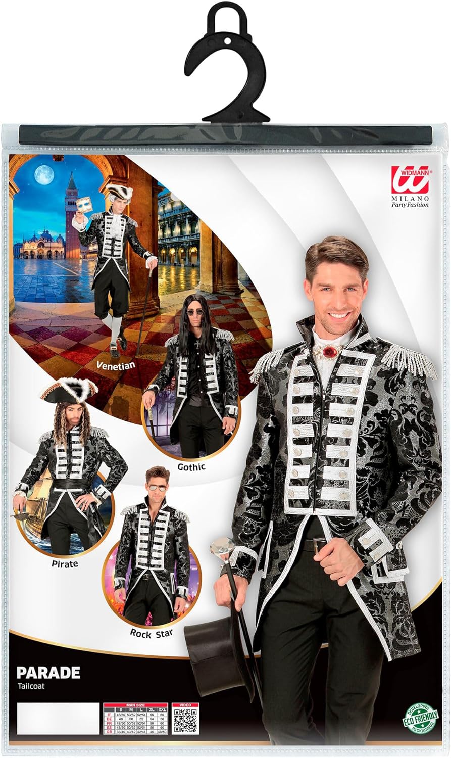 Widmann men's tailcoat, Jacquard parade costume L Silver