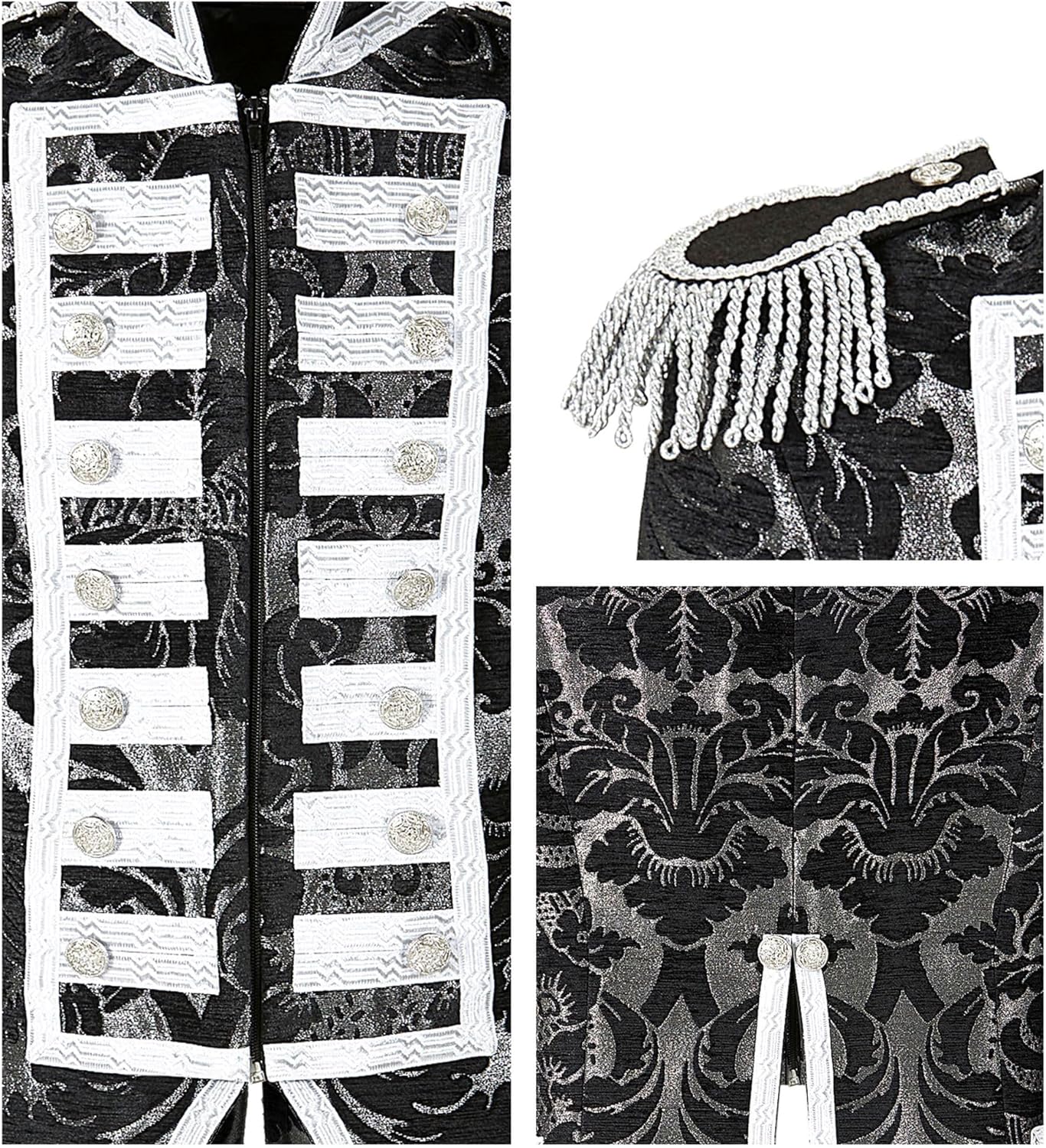 Widmann men's tailcoat, Jacquard parade costume L Silver