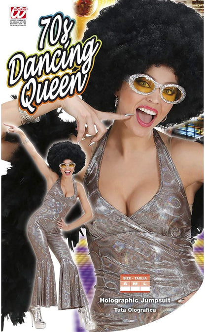 Widmann Holographic 70s Dancing Queen Costume Small for 1970's Disco Hippy Hippie Fancy Dress Multi-coloured M