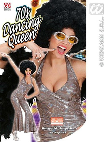 Widmann Holographic 70s Dancing Queen Costume Small for 1970's Disco Hippy Hippie Fancy Dress Multi-coloured M