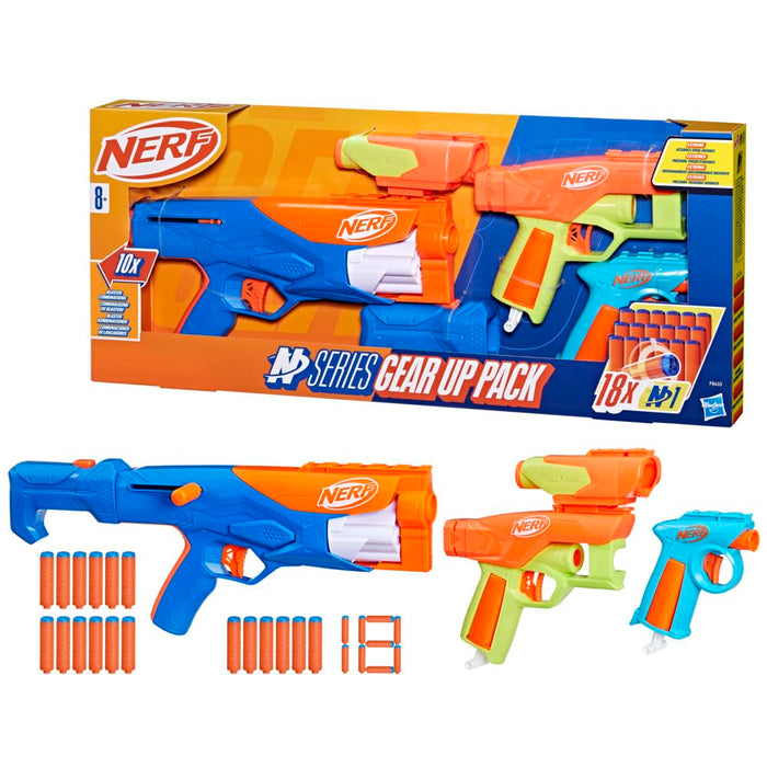 Nerf N Series Gear Up Pack - 3 lanzadores - 18 Dardos Nerf N1 Solo Compatible con los lanzadores Nerf N Series