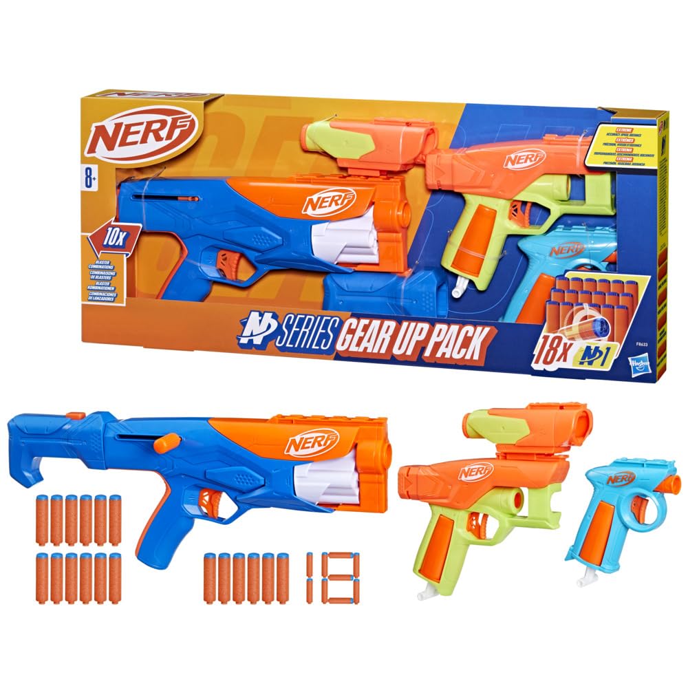 Nerf N Series Gear Up Pack - 3 lanzadores - 18 Dardos Nerf N1 Solo Compatible con los lanzadores Nerf N Series