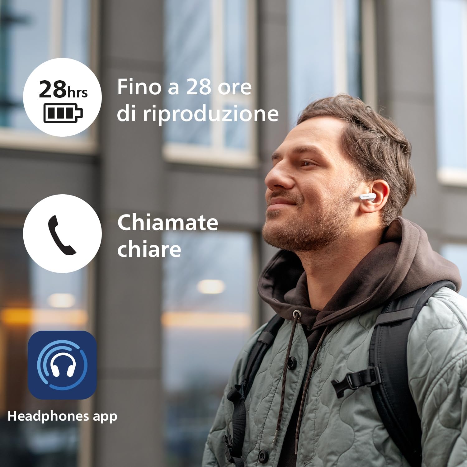 PHILIPS TAT2139WT/00 True Wireless In Ear Bluetooth Headphones - Small buds. Great value Natural sound. Dynamic bass, Pocket-sized charging case, Clear calls