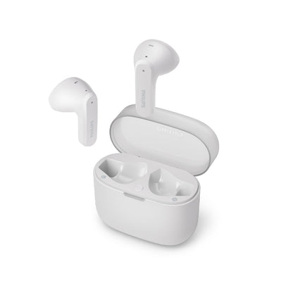 PHILIPS TAT2139WT/00 True Wireless In Ear Bluetooth Headphones - Small buds. Great value Natural sound. Dynamic bass, Pocket-sized charging case, Clear calls
