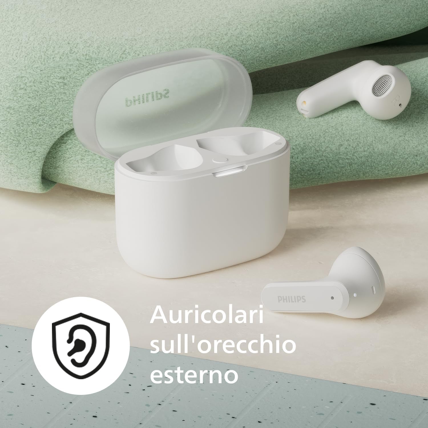 PHILIPS TAT2139WT/00 True Wireless In Ear Bluetooth Headphones - Small buds. Great value Natural sound. Dynamic bass, Pocket-sized charging case, Clear calls