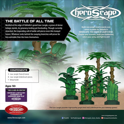 Renegade Game Studios Heroscape The Grove at Laur's Edge Terrain Pack | Build New Jungle environments Over which to Battle for Valhalla Contains : 3 Laur Jungle Trees 6 Laur Jungle Underbrush