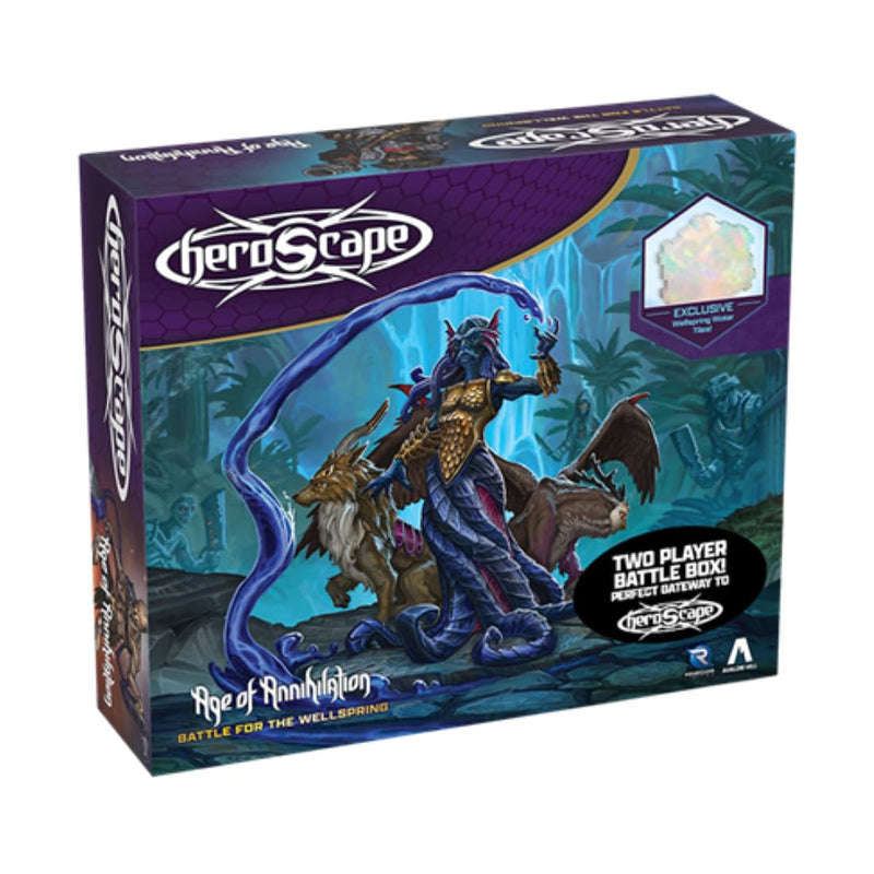 Heroscape Battle for The Wellspring Battle Box | Start The Expandable Heroscape Miniatures Game! for 2 Players, Ages 14 and up Contains 6 Miniatures, Terrain and Exclusive Wellspring Water Tiles!