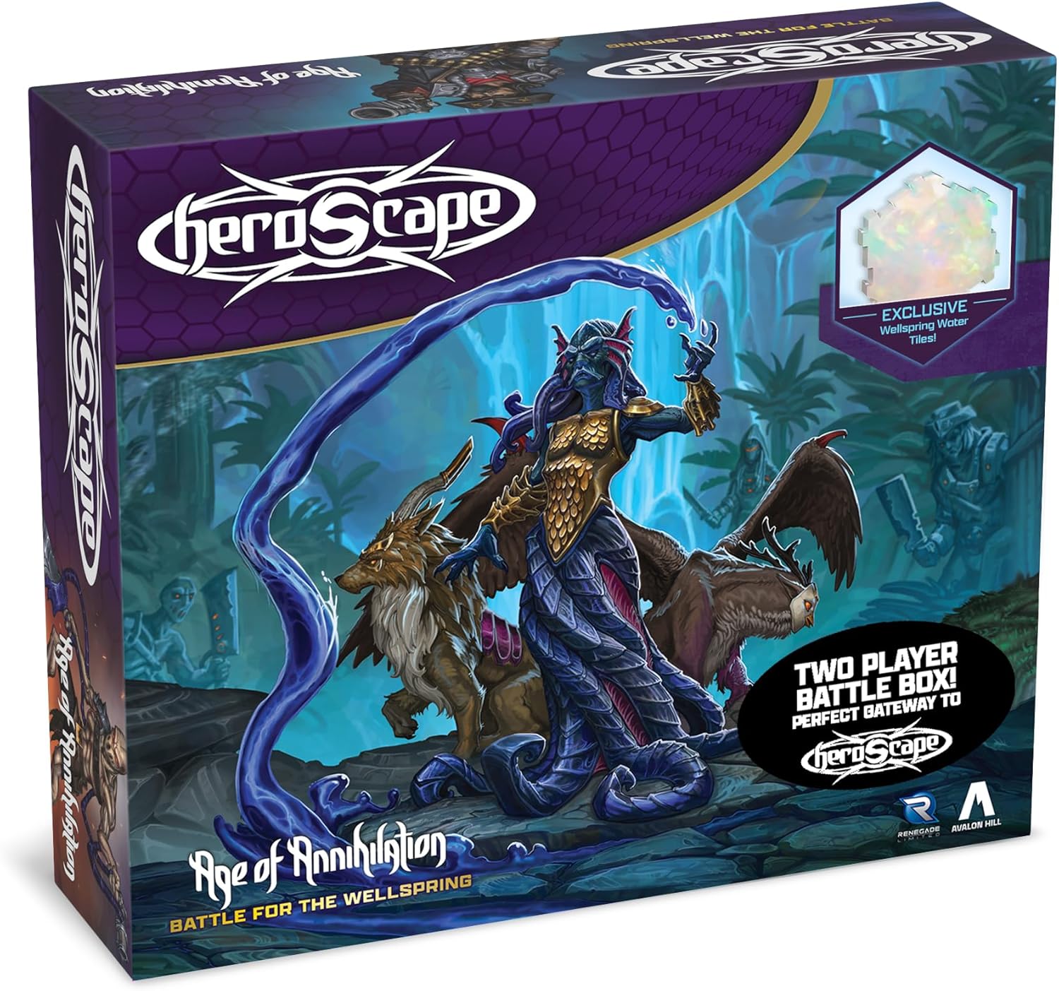 Heroscape Battle for The Wellspring Battle Box | Start The Expandable Heroscape Miniatures Game! for 2 Players, Ages 14 and up Contains 6 Miniatures, Terrain and Exclusive Wellspring Water Tiles!