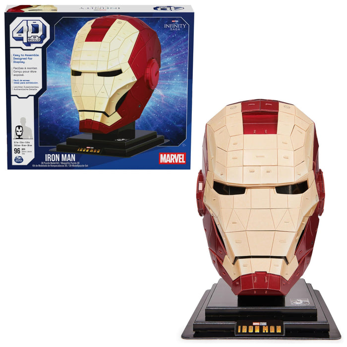 4 D Puzzles 6069819 4D, Marvel, Model Set with Stand, 96 Pieces | Iron Man Helmet, Table Decoration | Building Toys | 3D Puzzles for Adults and Teenagers