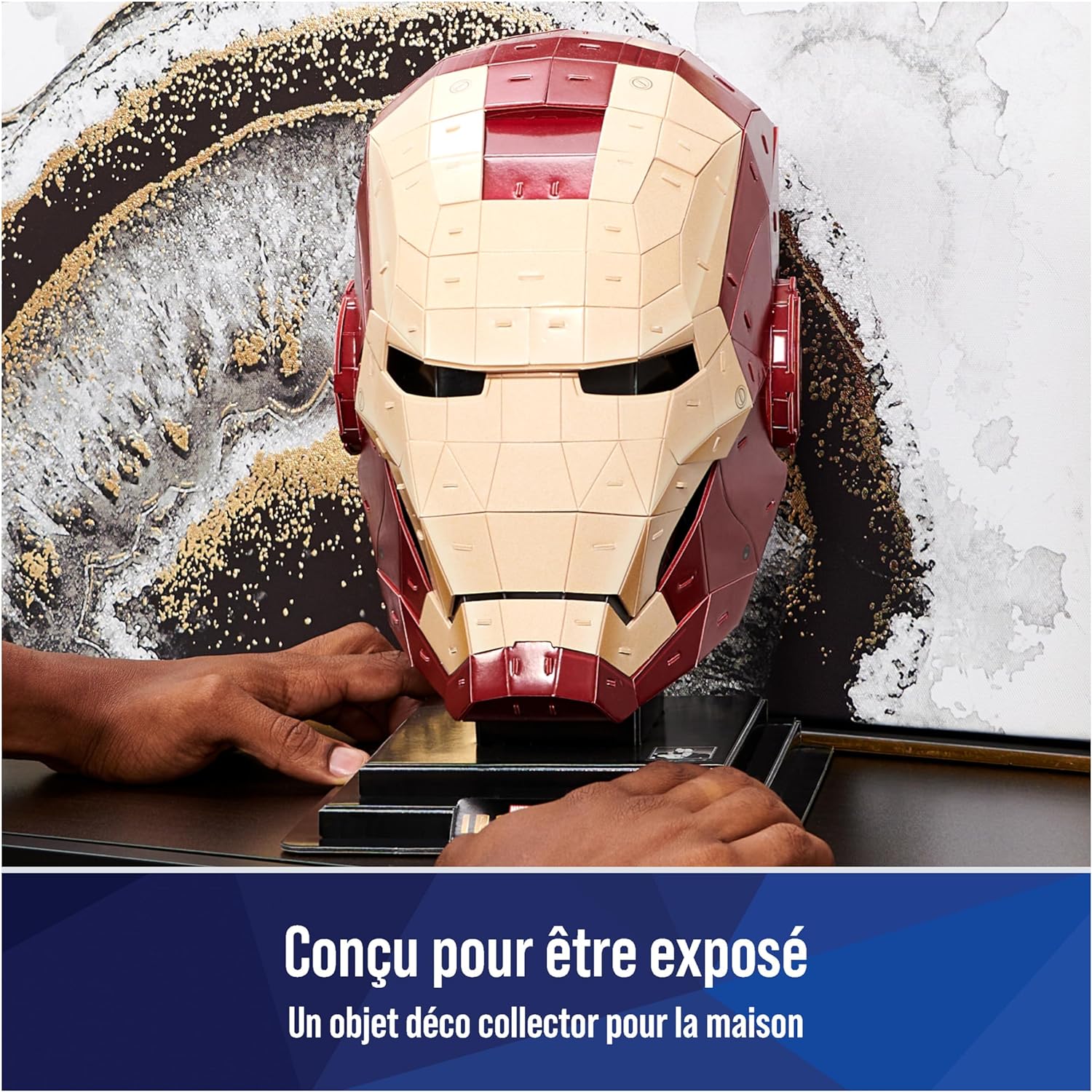 4 D Puzzles 6069819 4D, Marvel, Model Set with Stand, 96 Pieces | Iron Man Helmet, Table Decoration | Building Toys | 3D Puzzles for Adults and Teenagers