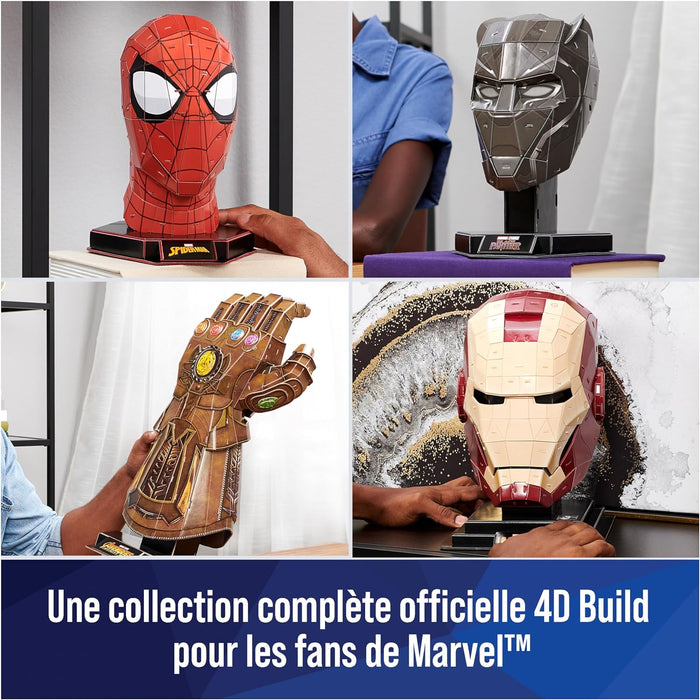4 D Puzzles 6069819 4D, Marvel, Model Set with Stand, 96 Pieces | Iron Man Helmet, Table Decoration | Building Toys | 3D Puzzles for Adults and Teenagers